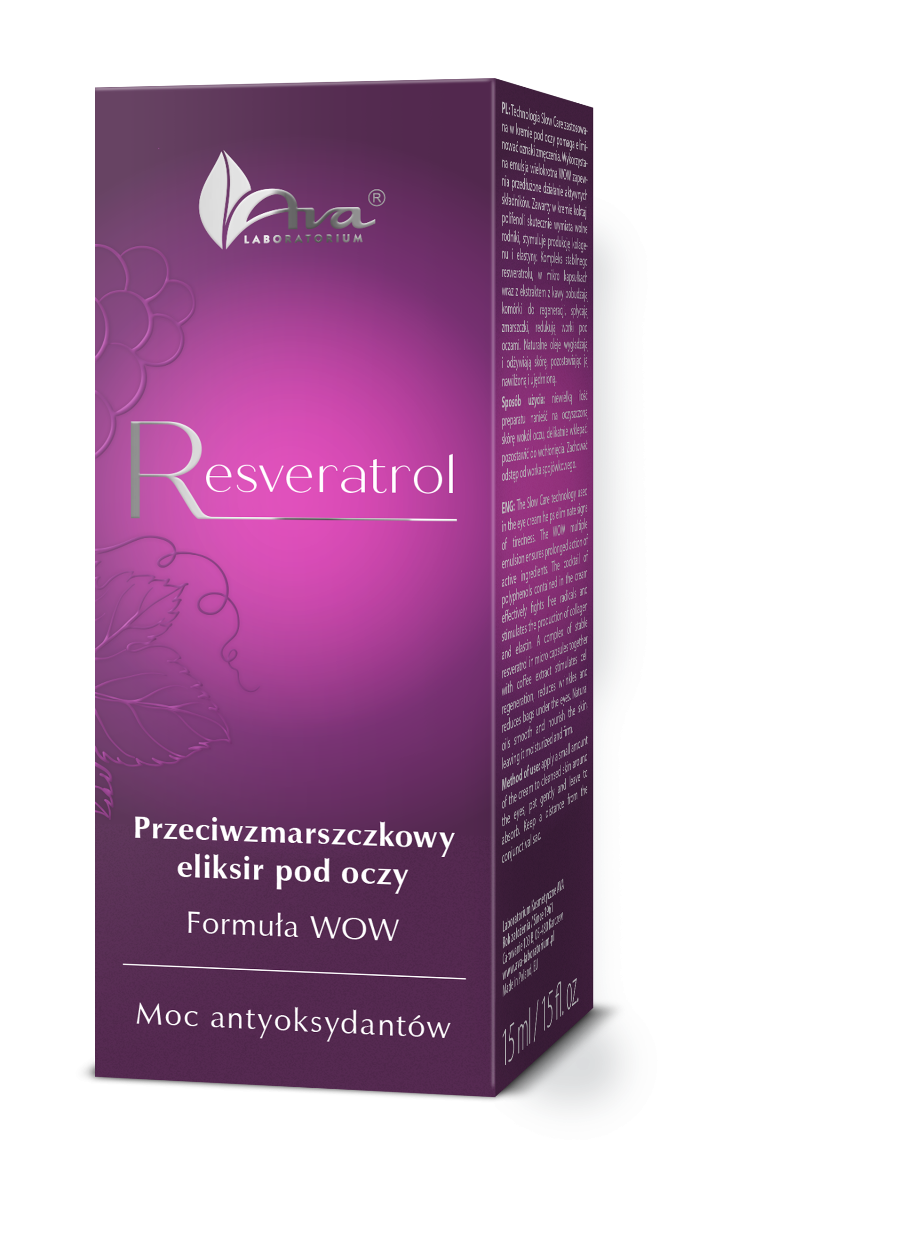 Resveratrol - Przeciwzmarszczkowy eliksir pod oczy Formuła WOW 15 ml - obrazek 3