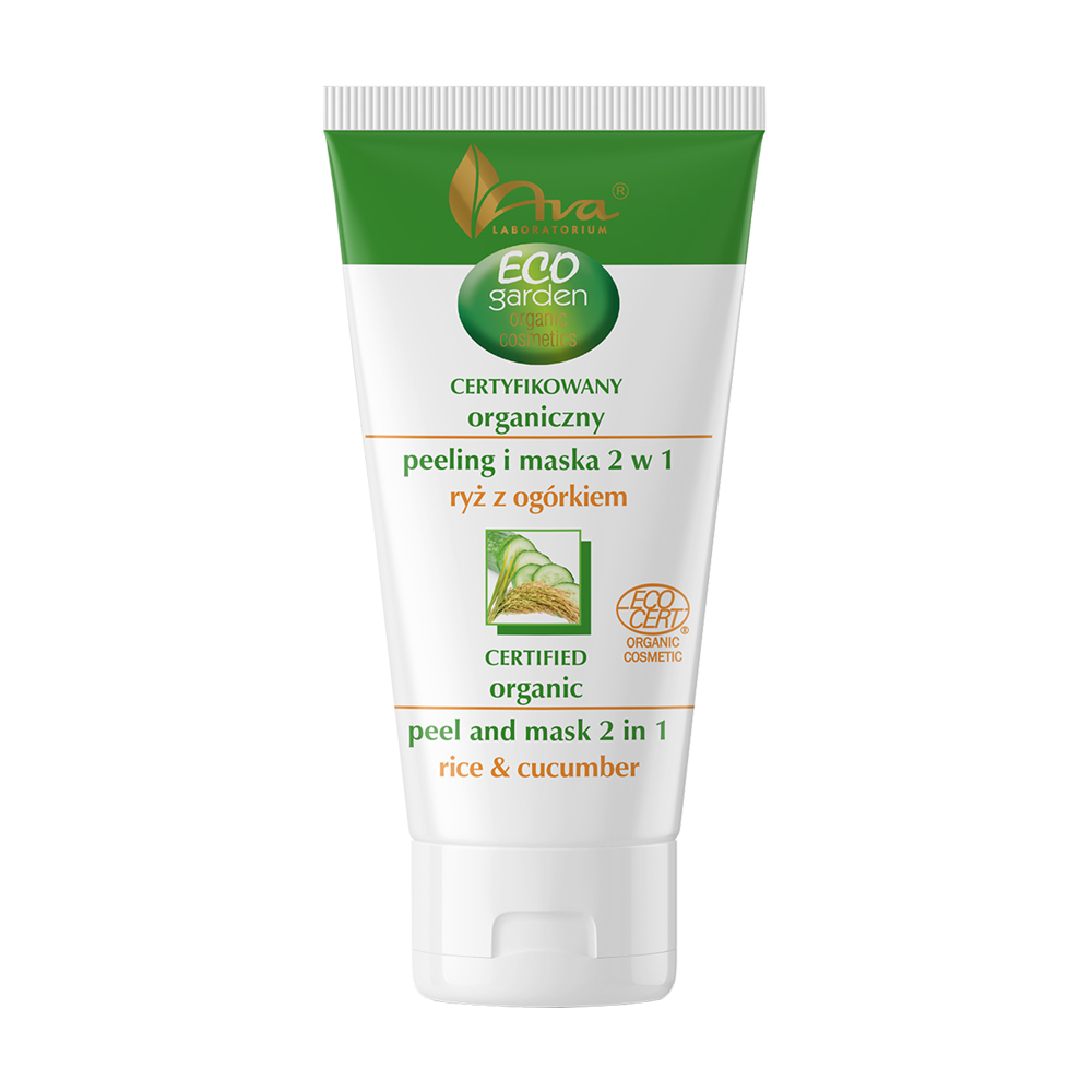Eco Garden Certyfikowany organiczny peeling i maska 2w1 Ryż z ogórkiem 30 ml