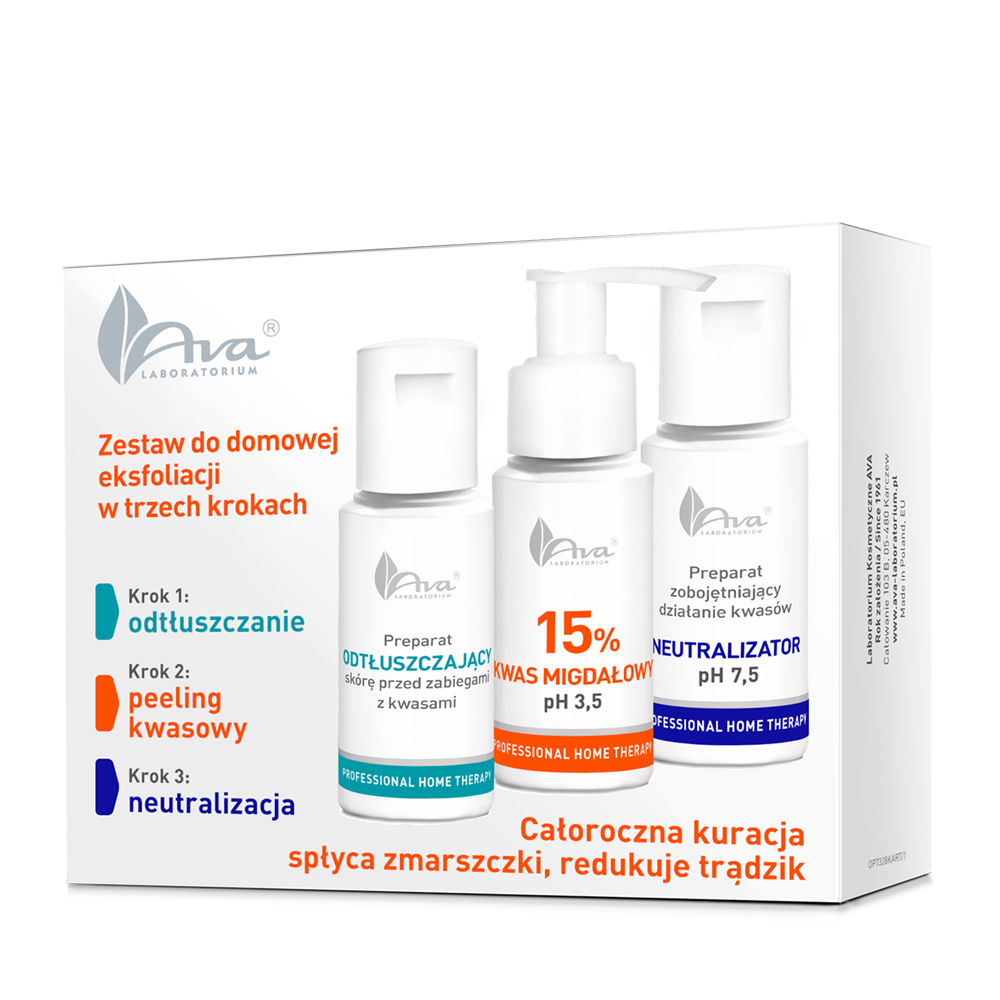 Professional Home Therapy Zestaw do domowej eksfoliacji w trzech krokach z kwasem migdałowym 3x50 ml